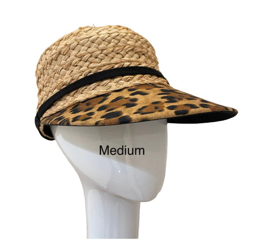Raffia Sport hat -animal print with black trim - medium