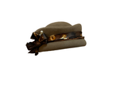 Taupe/Beige' Revere' hat with silk ribbon