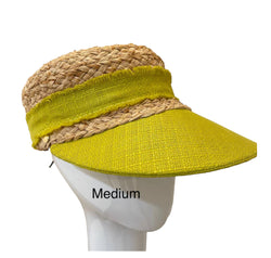 Raffia Sport hat -Apple green raw silk - medium