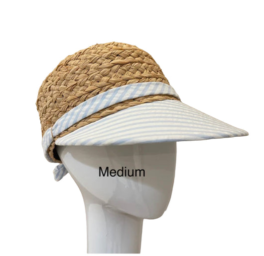Raffia Sport hat-beige and white striped - medium