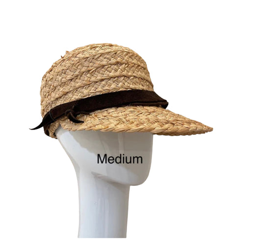 Raffia Sport hat - Straw brim with leather trim- medium