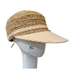 Raffia Sport Hat -peach striped brim- xxs